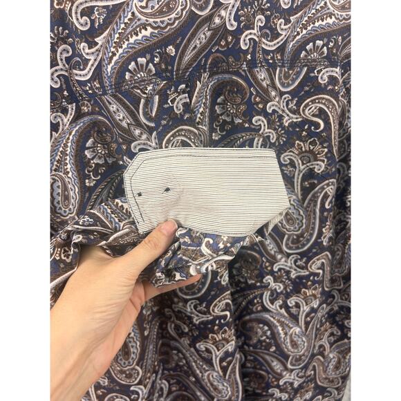 Tommy Bahama Men’s Medium Paisley Long Sleeve Button Shirt Blue Brown - Picture 8 of 10